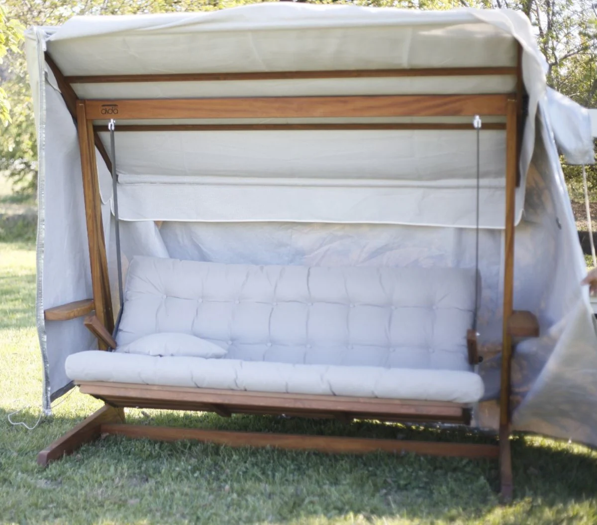 Casa Padrino funda protectora para columpios de Hollywood de lujo gris 240 cm - Cubierta protectora para columpios de jardín resistente a la intemperie - Accesorios de jardín - Calidad de Lujo