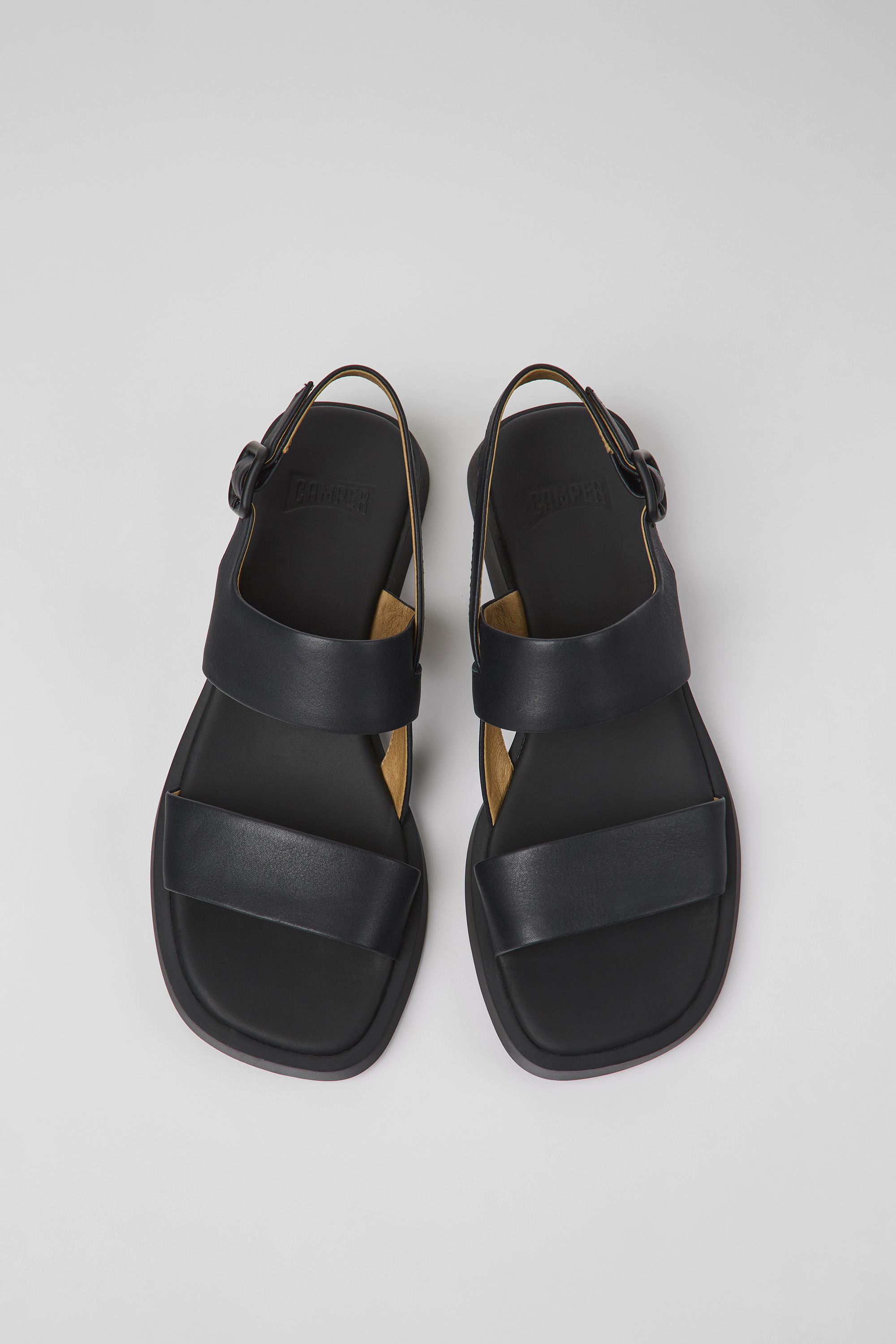 Dana - Black leather sandals for women