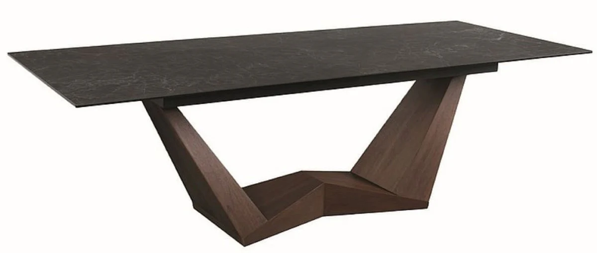 Casa Padrino mesa de comedor de dise?o negro / marr¨®n 200-250 x 98 x A. 76 cm - Mesa de comedor extensible con tapa de vitrocer¨¢mica - Muebles de comedor - Muebles de dise?o