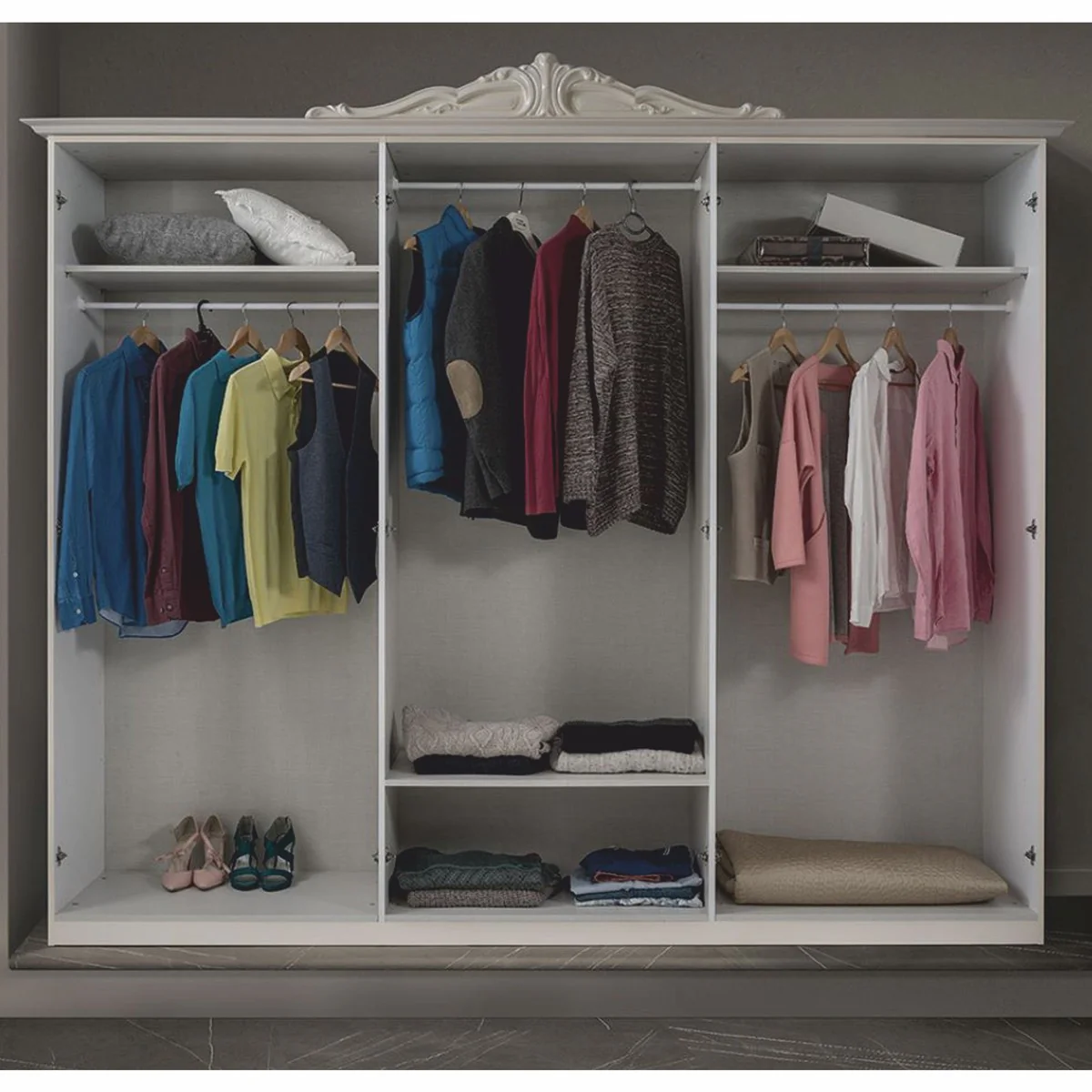 Casa Padrino armario de dormitorio barroco de lujo crema 261 cm - Muebles de dormitorio barrocos