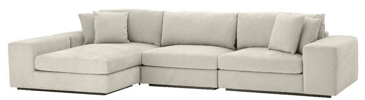 Casa Padrino sof¨¢ esquinero de lujo arena / negro 380 x 200 x H. 90 cm - Sof¨¢ de Sal¨®n con Cojines - Calidad de Lujo