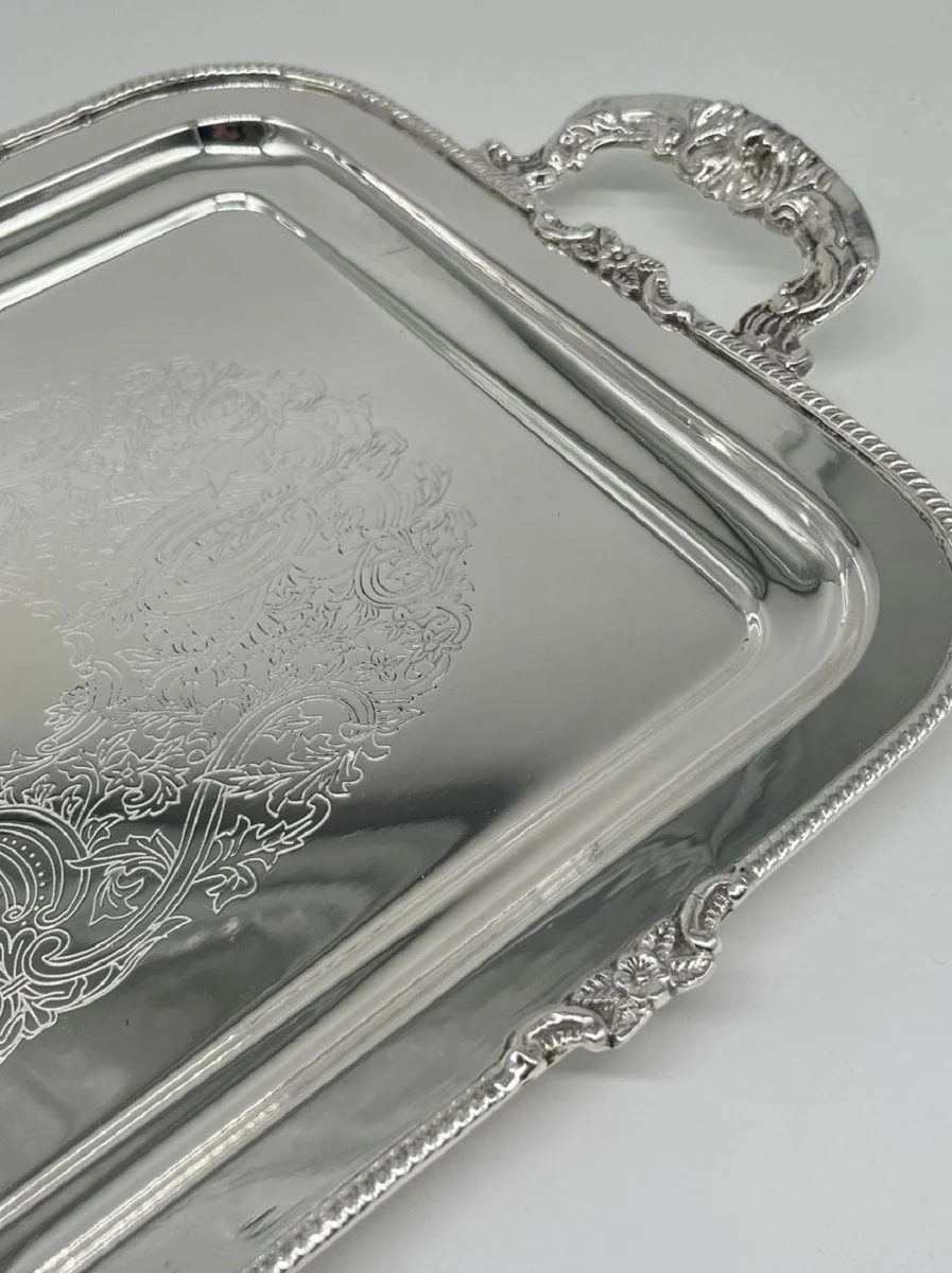 Pomp??s de Casa Padrino bandeja de servicio barroco de lujo corona plata 47 cm - dise?ada por Harald Gl??ckler