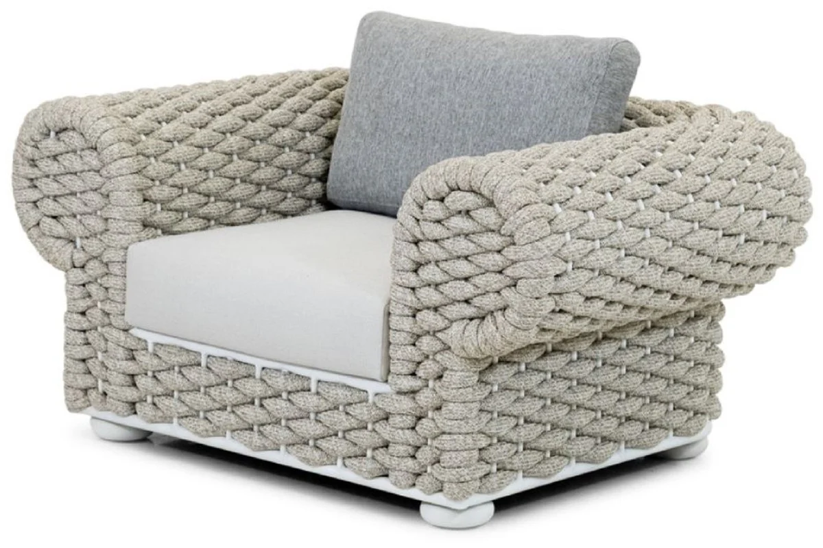 Casa Padrino sill¨®n de jard¨ªn de lujo gris / beige / blanco 135 cm