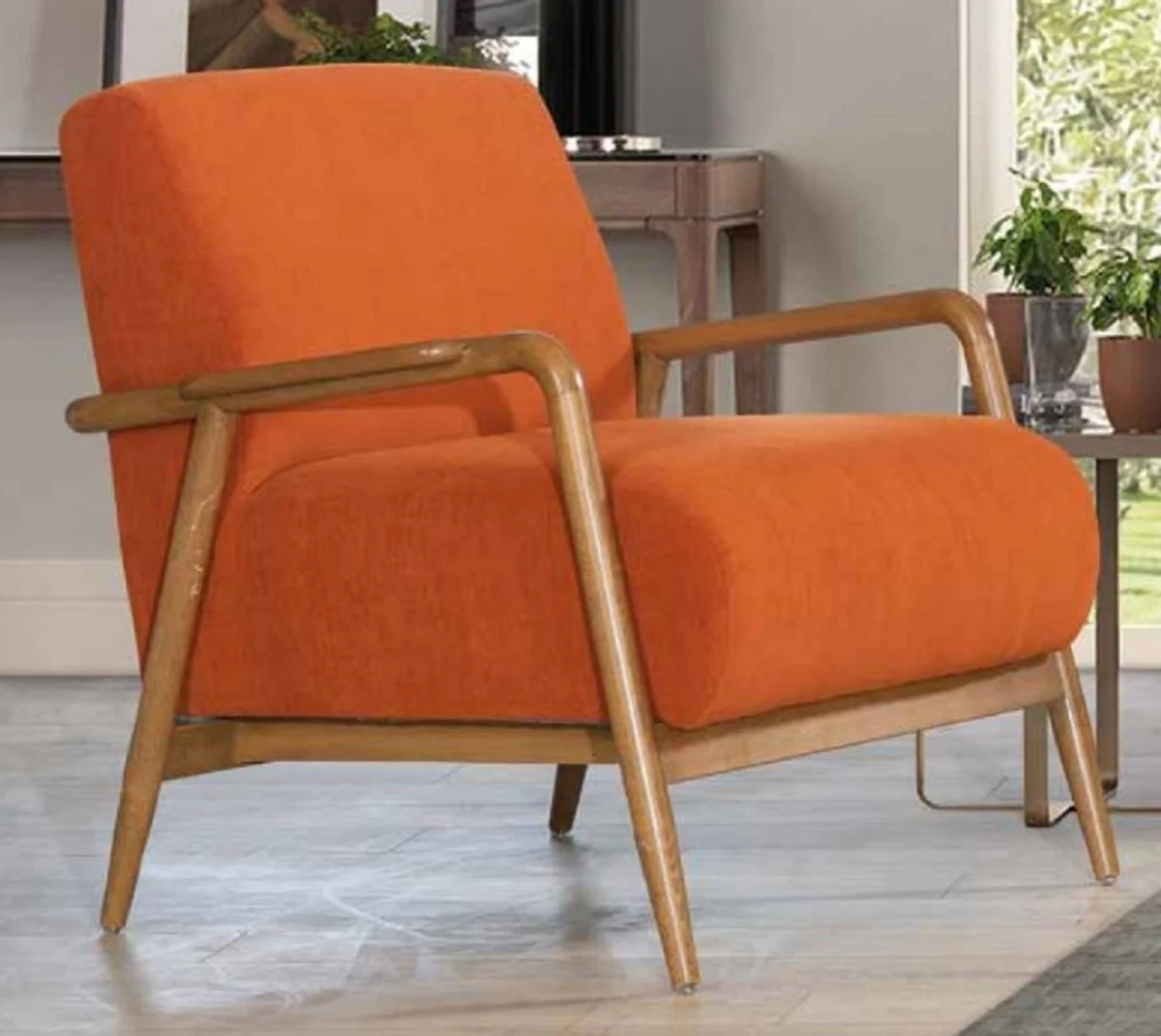 Casa Padrino sill¨®n de lujo naranja / marr¨®n 90 x 75 x A. 65 cm - Sill¨®n de sal¨®n - Sill¨®n de hotel - Muebles de sal¨®n - Muebles de hotel - Muebles de lujo - Interiores de lujo