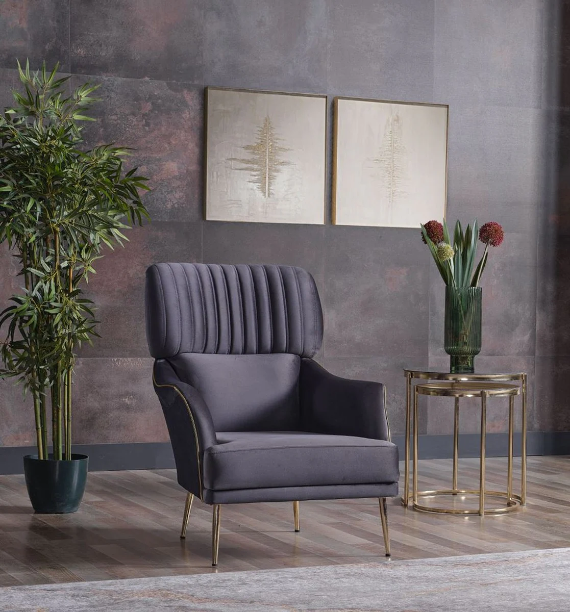 Casa Padrino sill¨®n de sal¨®n de lujo p¨²rpura / oro A. 99 cm - Muebles de lujo