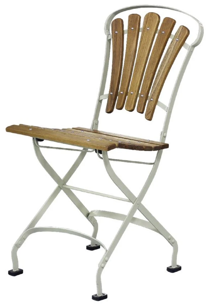 Casa Padrino silla plegable Art Nouveau de lujo marrón / crema 42 x 50 x A. 88 cm - Silla de jardín y terraza - Muebles de Jardín y Terraza Art Nouveau