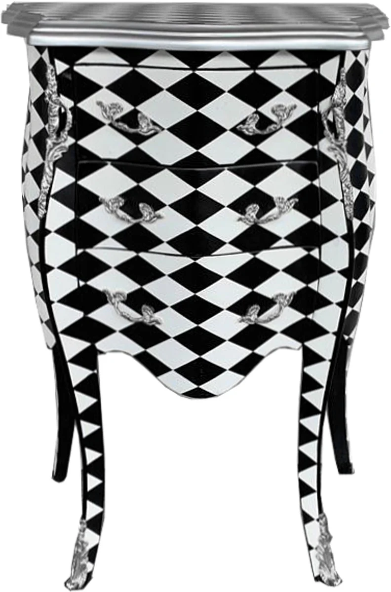 Cajonera barroca Casa Padrino Negro Blanco - Mesita de noche alacena