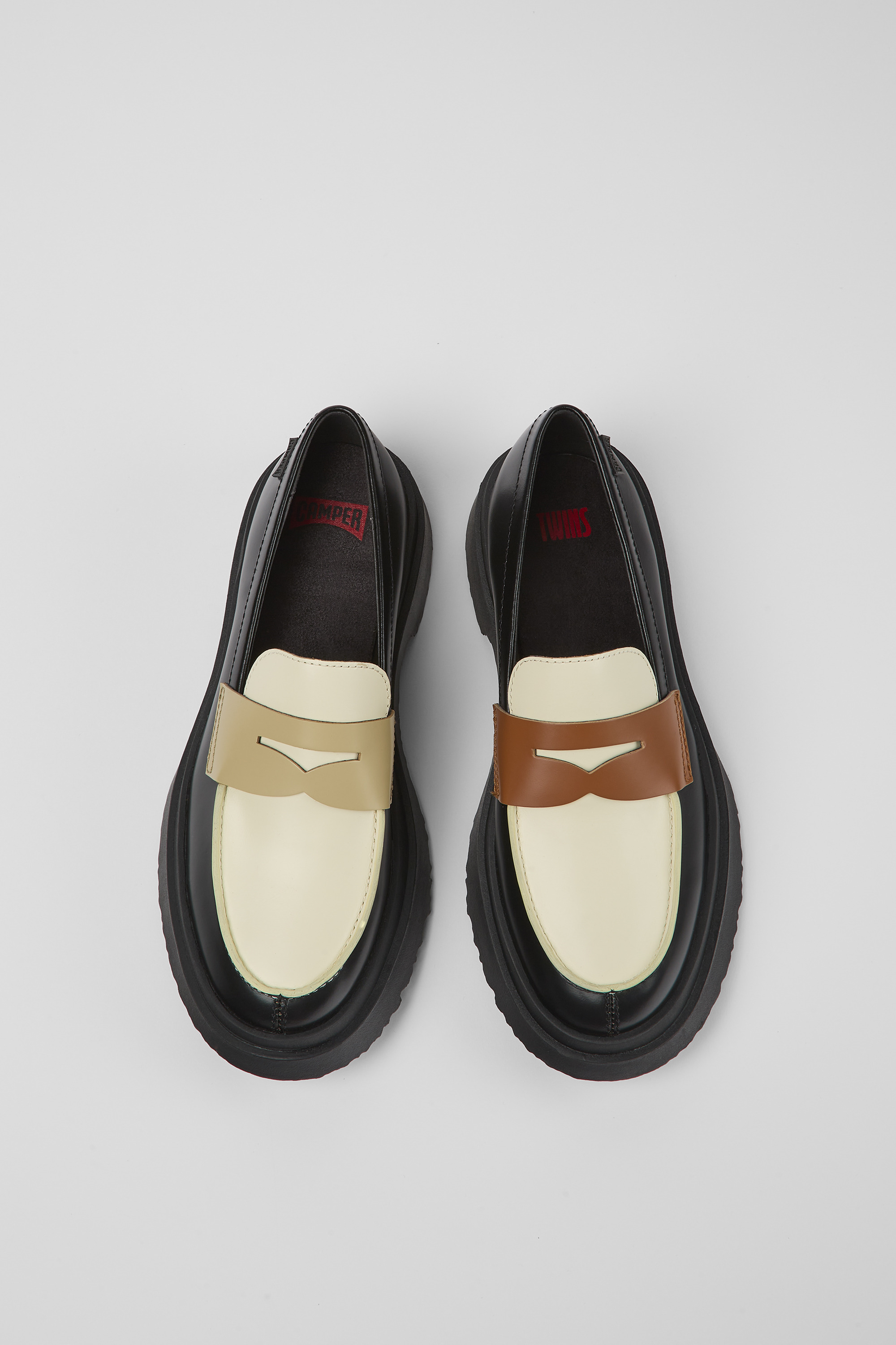 Twins - Multicolored leather loafers for women