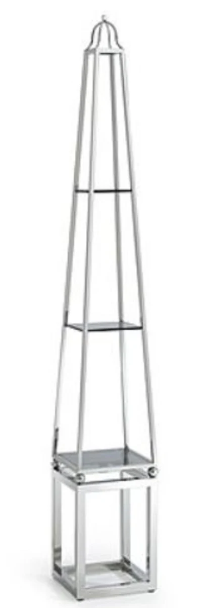 Casa Padrino armario de estanter¨ªa de lujo de la sala de estar plata / negro 28 x 28 x H. 170 cm - Armario de la Sala de Estar