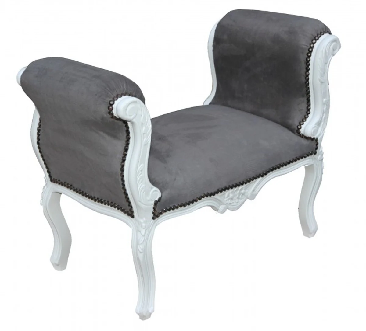 Heces Casa Padrino barroco del taburete gris / blanco - banco - estilo antiguo