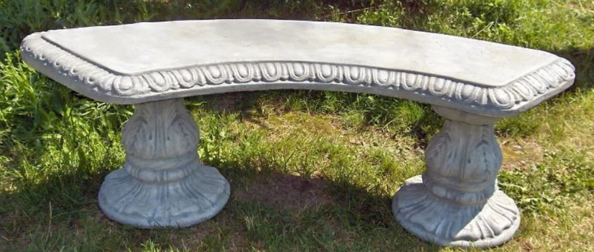 Casa Padrino Art Nouveau Banco de Jardín / Banco del Parque Gris 138 x 45 x H. 48 cm - Banco Curvo con Adornos Hermosos - Muebles de Jardín