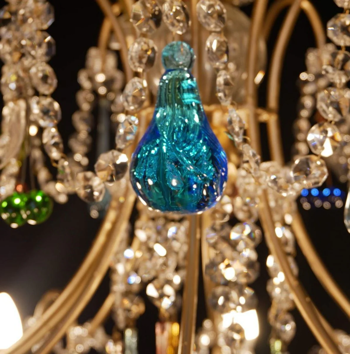 Casa Padrino Araña de Luces de Cristal Barroco de Lujo Oro / Multicolor Ø 80 x A. 80 cm - Lámpara de Araña de Hotel y Restaurante - Noble y Magnífico - Calidad de Lujo - Hecho en Italia