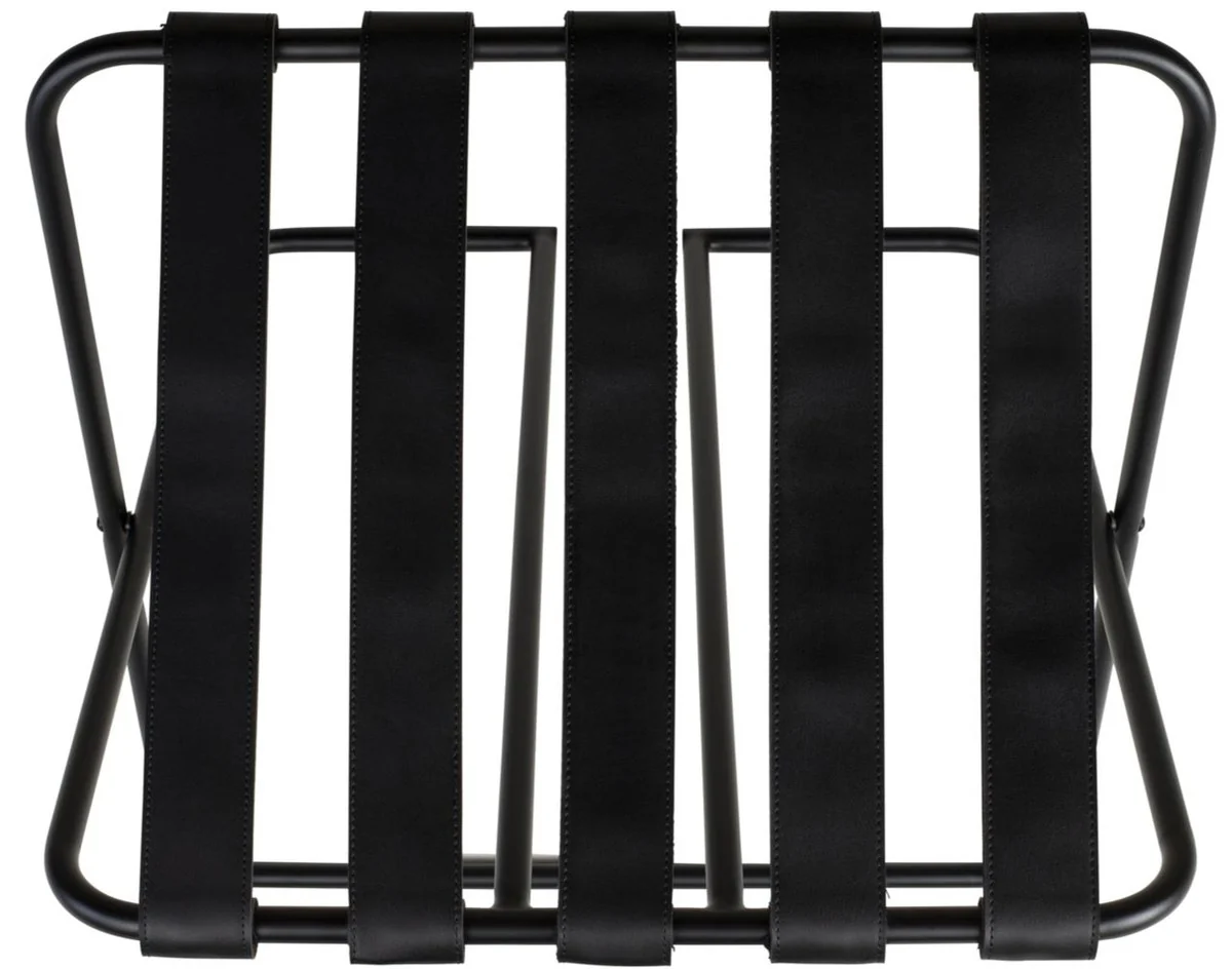 Casa Padrino portaequipajes de lujo negro 55 x 44 x A. 50 cm - Portaequipajes plegable con acero con revestimiento en polvo y cuero sint¨¦tico - Accesorios de Hotel