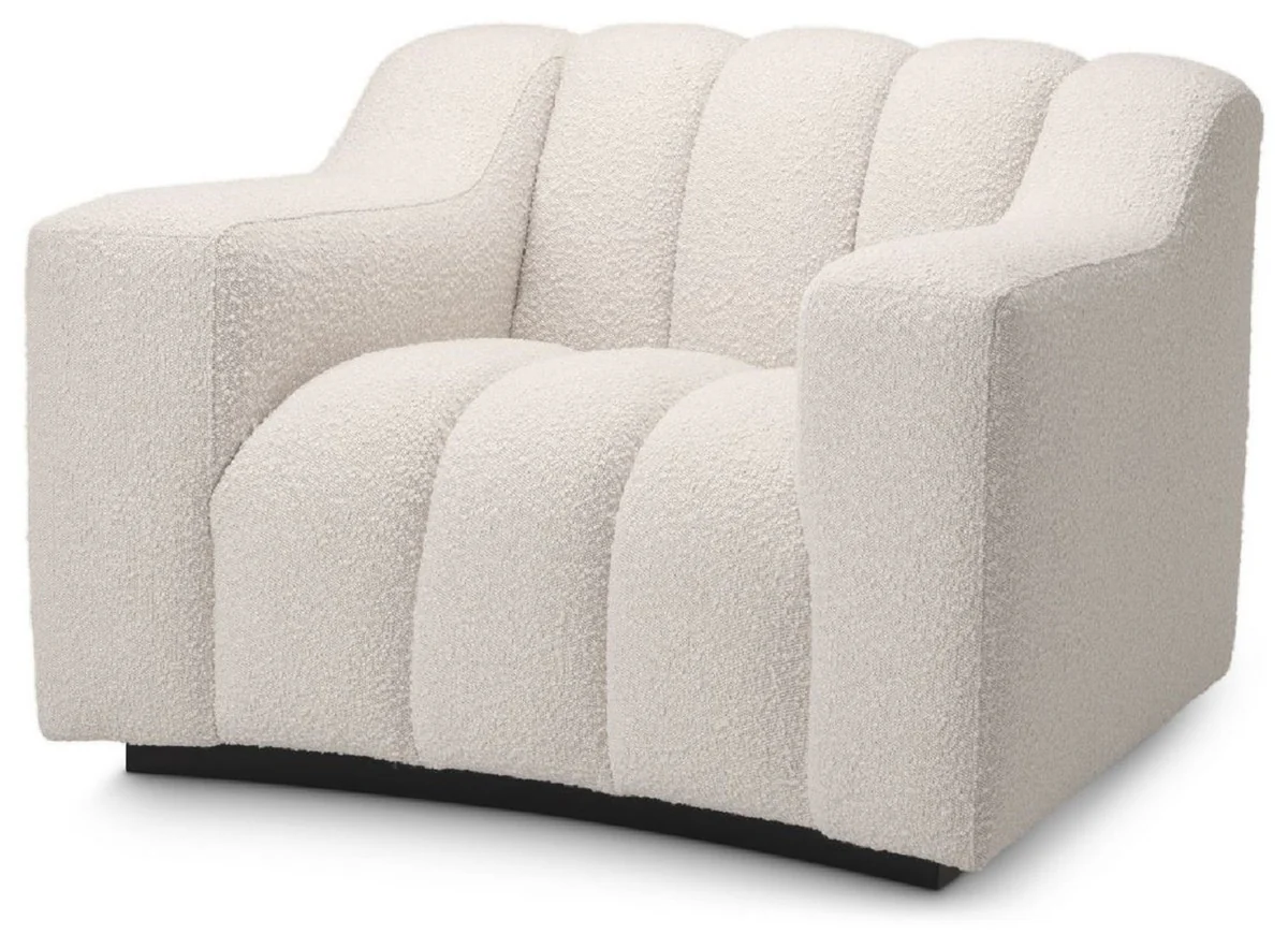 Casa Padrino sill¨®n de lujo crema / negro 107 x 96 x A. 78,5 cm - Sill¨®n de sal¨®n ligeramente curvado - Sill¨®n de hotel - Calidad de Lujo