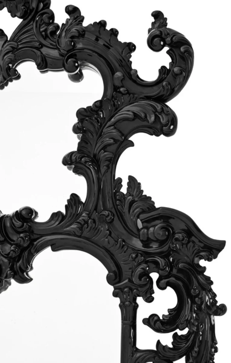 Casa Padrino lujo estilo barroco espejo de pared sala de estar negro 124 x H. 190 cm - Edici¨®n Limitada