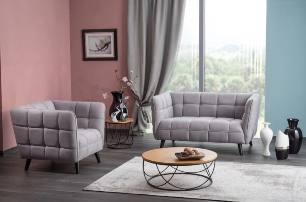 Casa Padrino sof¨¢ de lujo gris / negro 142 x 85 x A. 78 cm - Sof¨¢ de sal¨®n - Muebles de Lujo