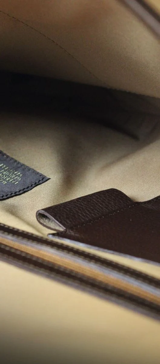 Casa Padrino malet¨ªn de cuero aut¨¦ntico de lujo marron oscuro / plata 42 x 16 x A. 29 cm - Malet¨ªn para port¨¢til de hombre hecho de cuero de alta calidad - Accesorios de Lujo para Hombre