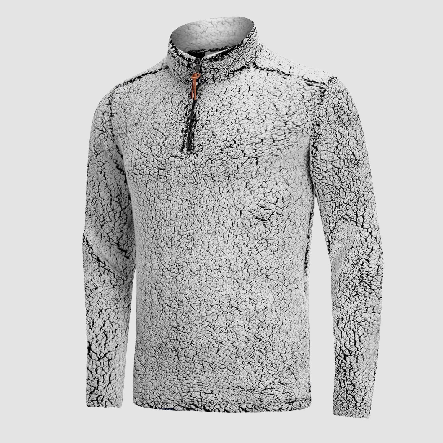 Men's Sherpa Pullover Sweater 1/4 Zip Fuzzy Ultra Soft Fleece Jacket with Pockets for Winter