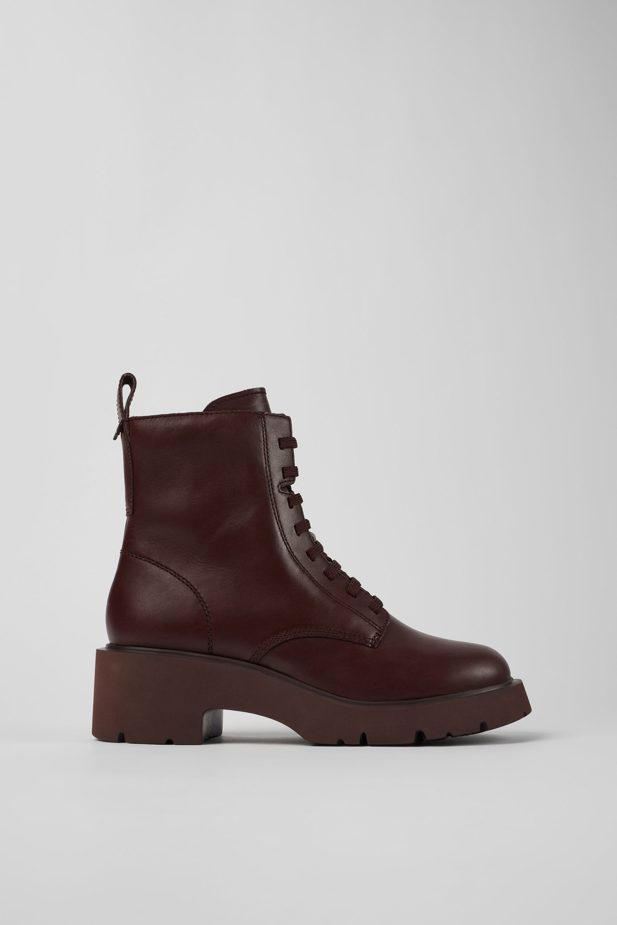 Milah - Burgundy lace-up boots for women
