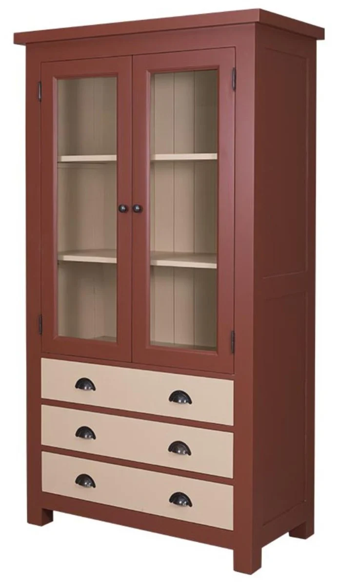 Landhausstil Küchenschrank Rotbraun / Creme 100 x 50 x H. 180 cm - Landhausstil Küchenmöbel