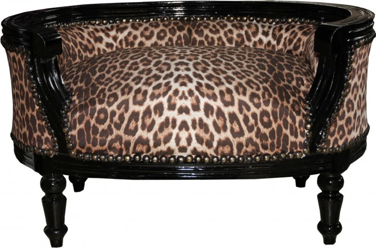 Barock Hunde & Katzen Sofa Leopard / Schwarz Hundebett & Katzenbett