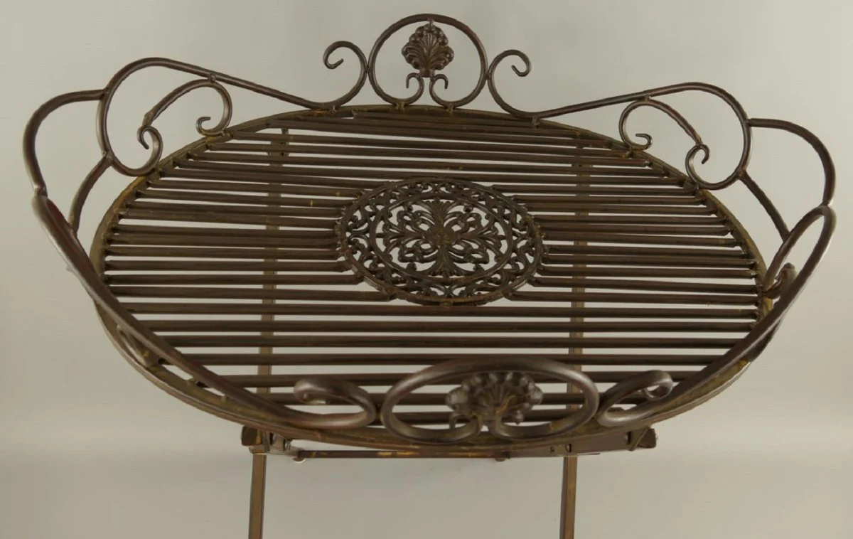 Jugendstil Garten Beistelltisch Rost 63 x 48 x H. 70 cm - Klappbarer Garten Metall Tisch - Barock & Jugendstil Garten Möbel