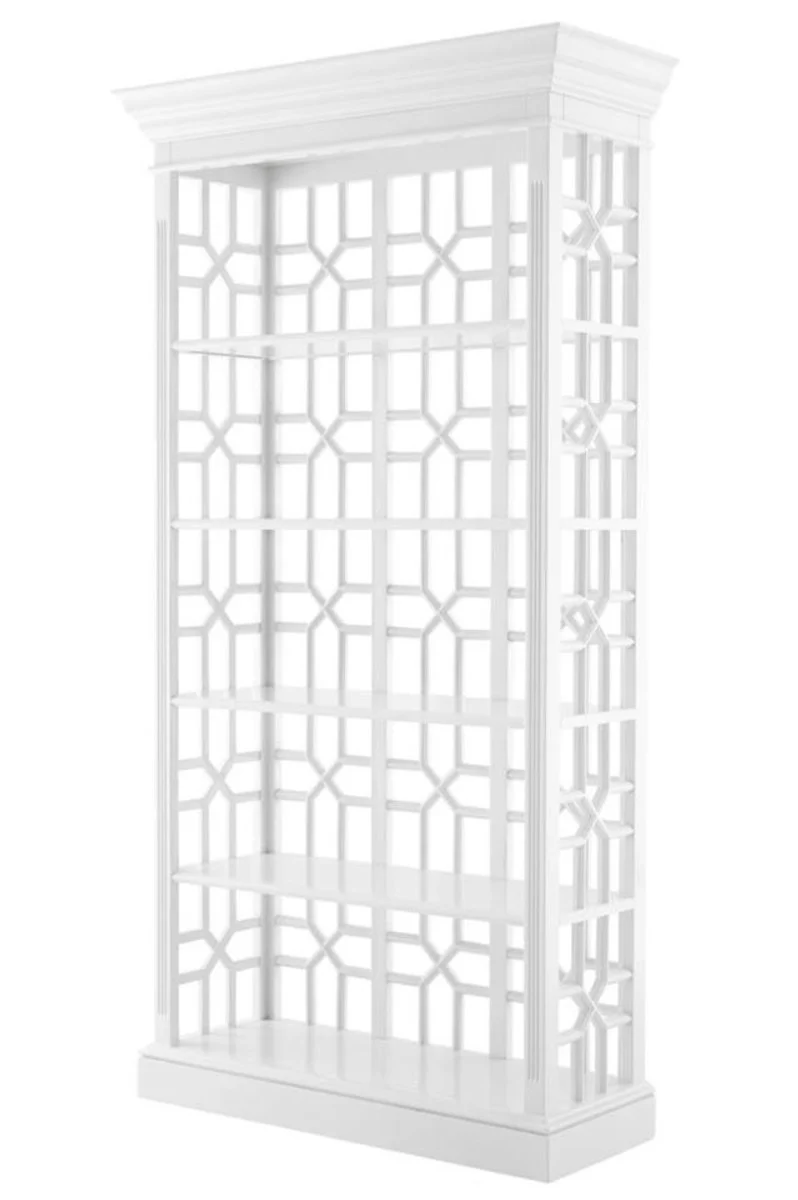 Designer Mahagoni Regalschrank Piano Weiß - Luxus Qualität