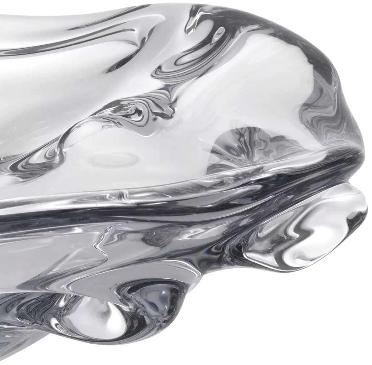 Luxus Glasschale Ø 34 x H. 8 cm - Mundgeblasene Deko Glas Obstschale - Glas Deko Accessoirs - Luxus Kollektion