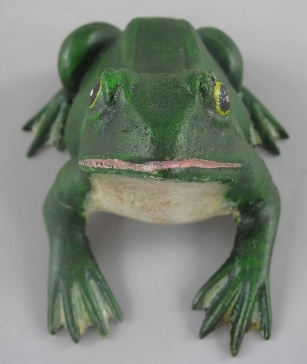 Deko Skulptur Frosch Grün 18 x 16 x H. 11 cm - Dekorative Metall Figur - Garten Skulptur - Terassen Skulptur - Garten & Terassen Deko Accessoires