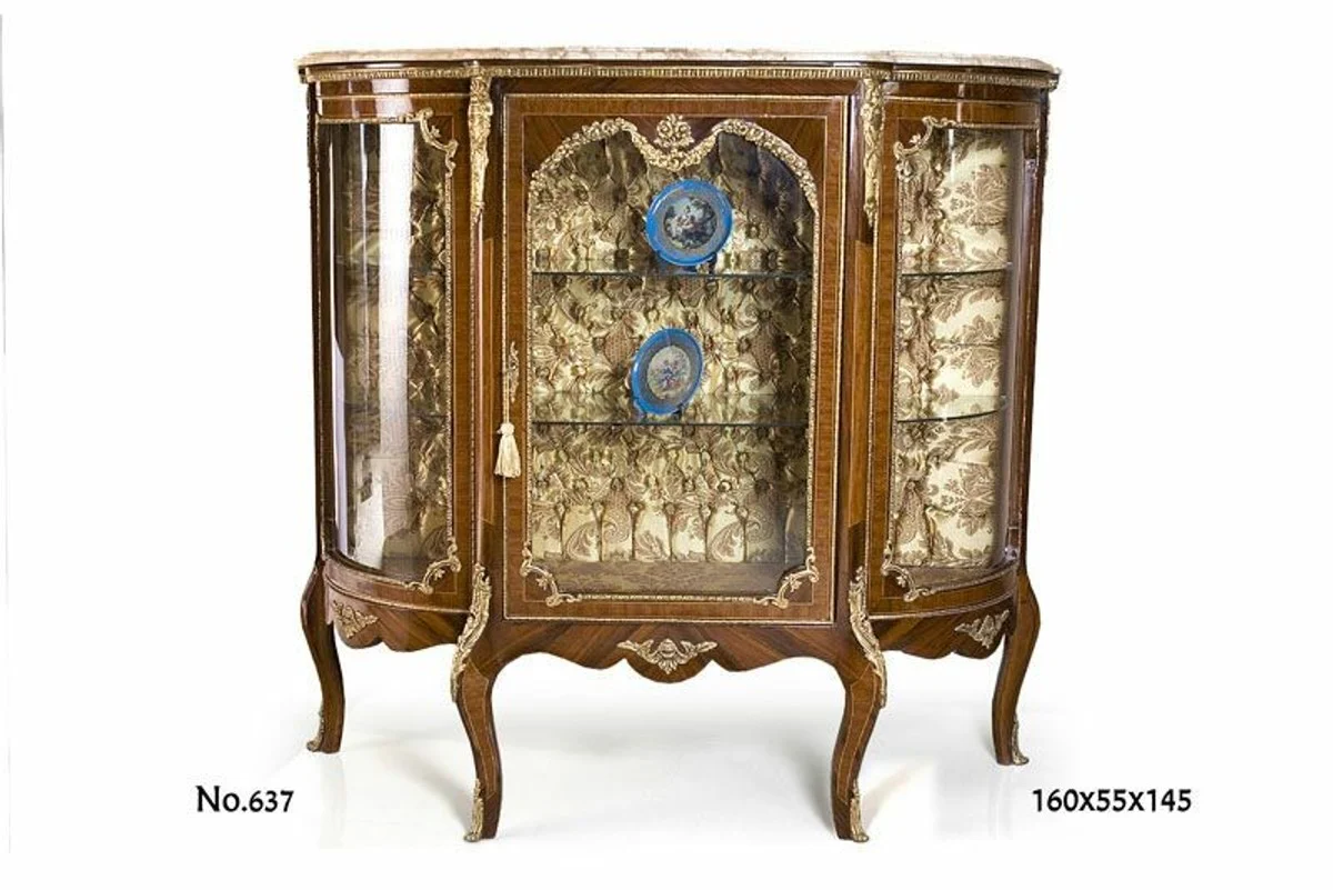 Barock Vitrine 160 x 55 x H. 145 cm - Wohnzimmer Möbel