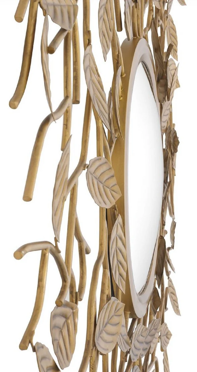 Luxus Spiegel Vintage Messingfarben Ø 130 cm - Runder konvexer Wandspiegel - Luxus Möbel - Luxus Kollektion