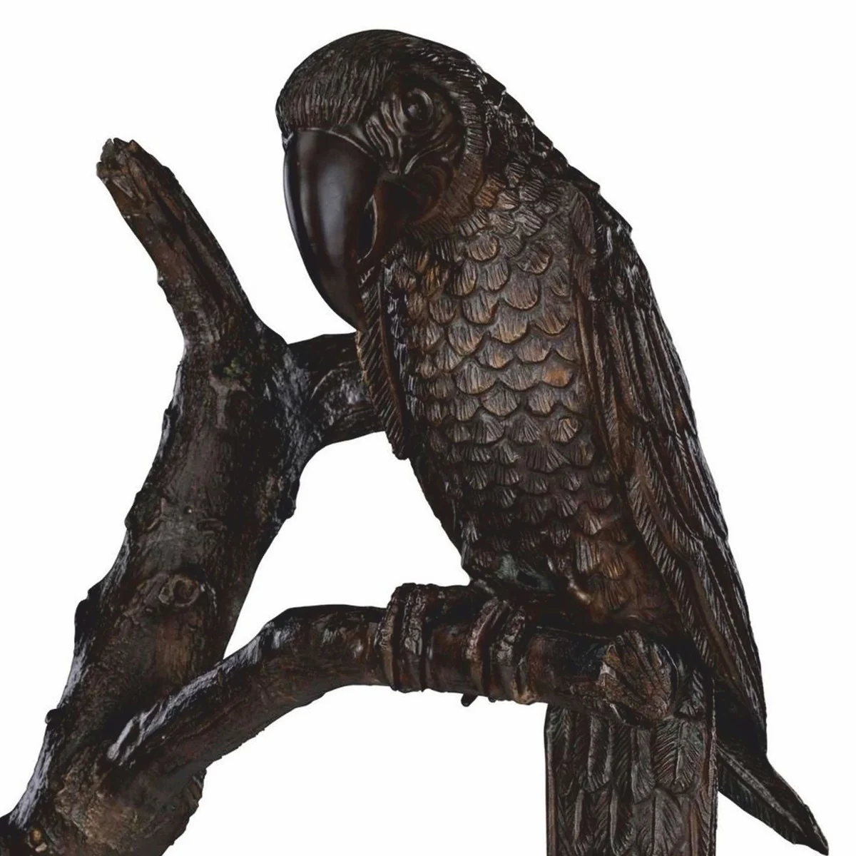 Luxus Deko Bronze Skulptur Papageien auf Ast H. 150 cm - Deko Figur