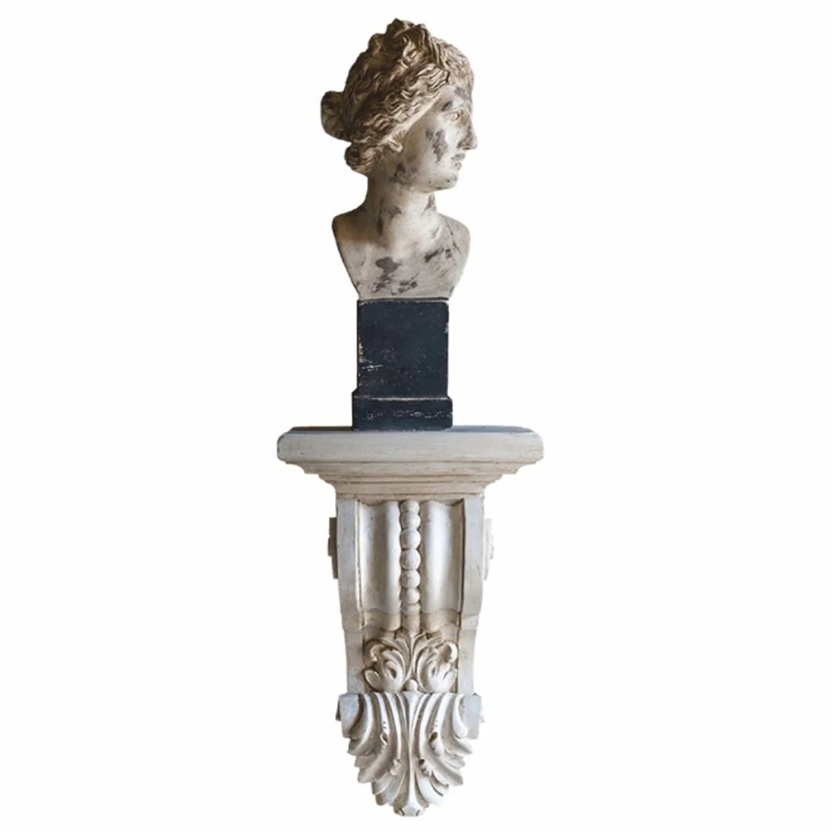 Luxus Barock Wandkonsole Antik Weiß H. 50 cm - Made in Italy