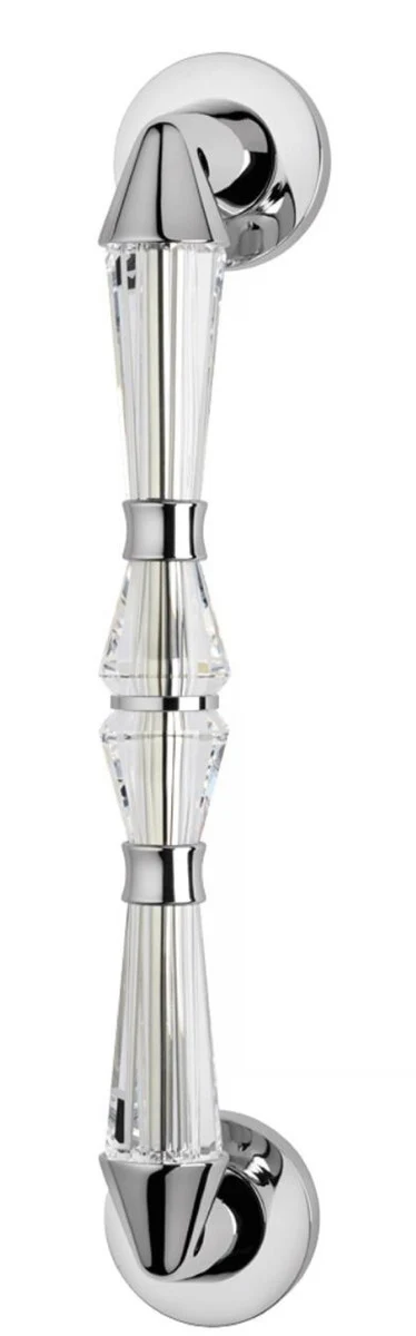 Luxus Türgriff Set Silber 5,2 x 30,4 cm - Verchromte Messing Türgriffe mit Swarovski Kristallglas