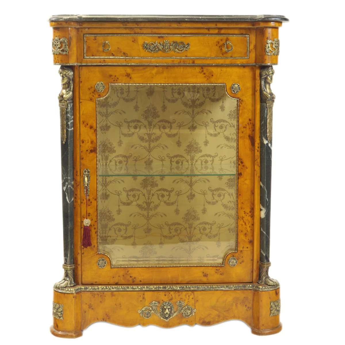 Empire Vitrine Vogelaugenahorn 85 x H105 cm - Vitrinenschrank - Wohnzimmerschrank Barock