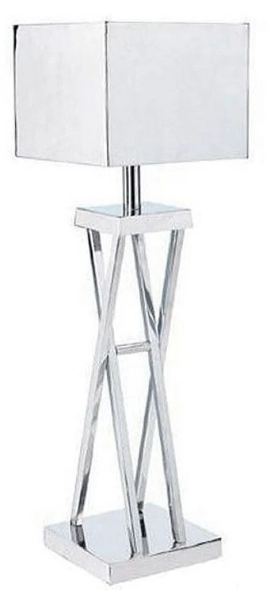 Designer Tischleuchte Silber 16,5 x 12,5 x H. 52 cm - Moderne Metall Schreibtischleuchte - Luxus Kollektion