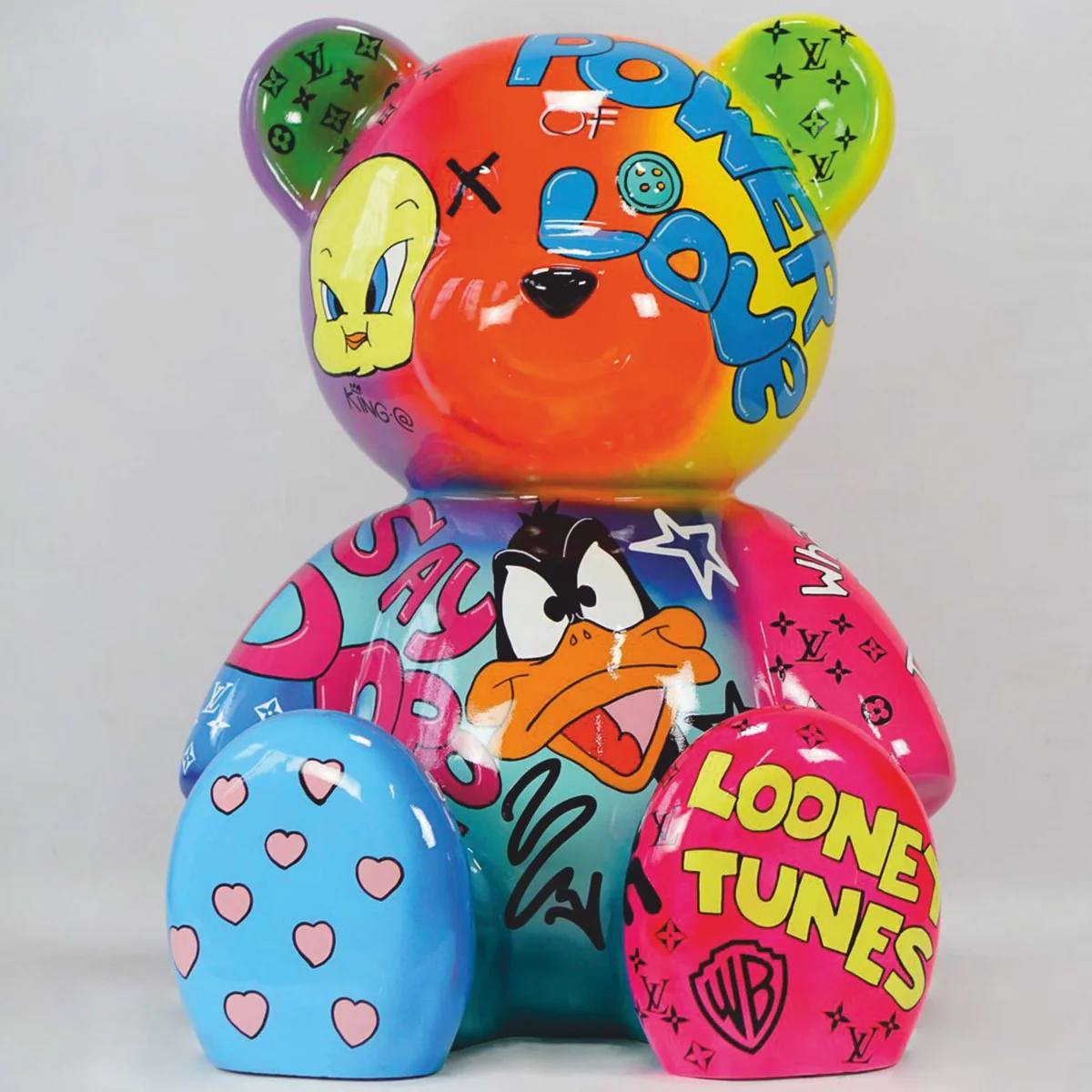 XXL Deko Skulptur Teddybär Bunt H. 120 cm - XXL Deko Figur