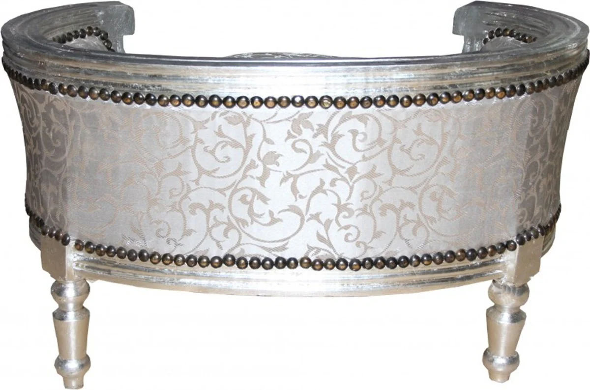 Barock Hunde & Katzen Sofa in Silber - Hundesessel Sitz Hundebett Katzenbett Hund Katze Möbel