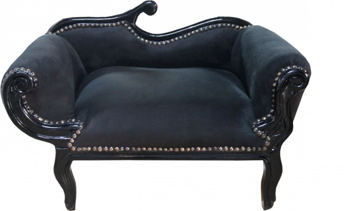 Barock Hunde & Katzen Chaiselongue Sofa Schwarz /Schwarz Hundebett & Katzenbett - Limited Edition