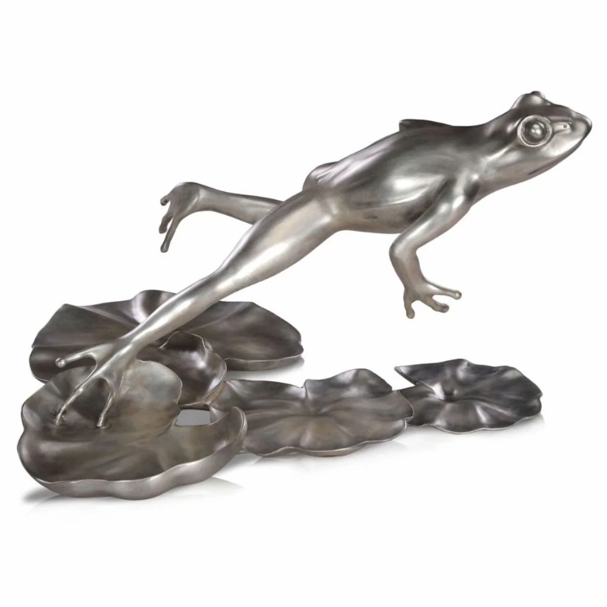 Luxus Bronze Figur Frosch Silber 39 cm - Deko Bronze Skulptur