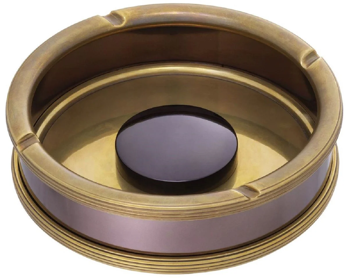 Luxus Aschenbecher Vintage Messing / Bronze Ø 18 x H. 5 cm - Runder Messing Aschenbecher - Deko Accessoires - Luxus Qualität