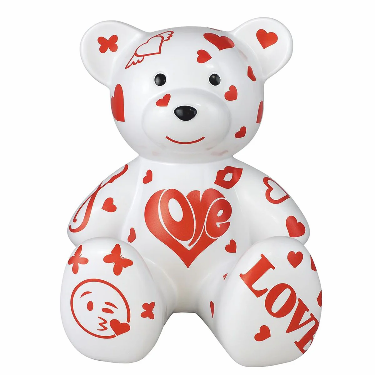 Deko Figur Teddybär Weiß / Rot H. 34 cm - Deko Figuren