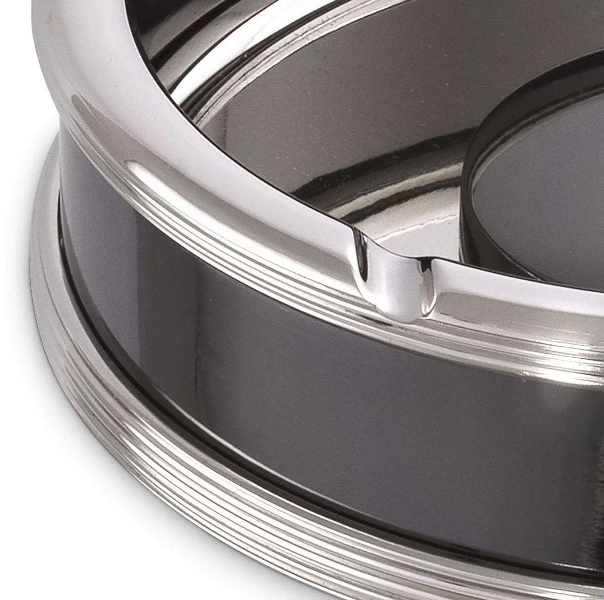 Luxus Aschenbecher Silber / Schwarz Ø 18 x H. 5 cm - Runder Messing Aschenbecher - Deko Accessoires - Luxus Qualität