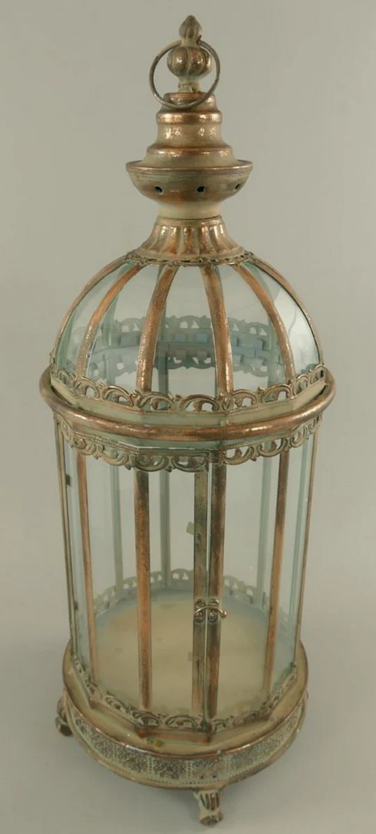 Jugendstil Laterne Antik Kupferfarben H. 65 cm - Metall Tischlaterne mit Tragegriff - Barock & Jugendstil Deko Accessoires