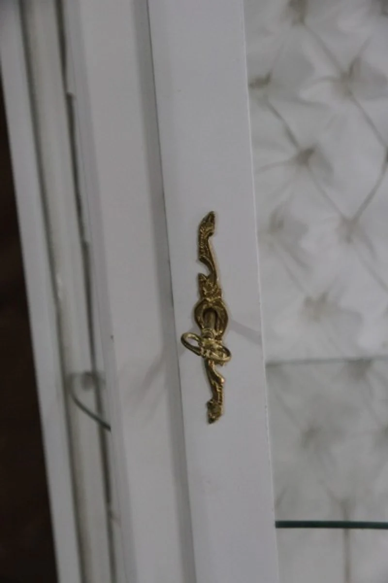 Barock Glasvitrine Weiß / Gold - Vitrinen Schrank