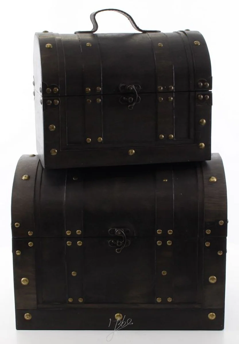 Art Deco Holz Lunchbox Set Schwarz - Wohnzimmer Dekoration