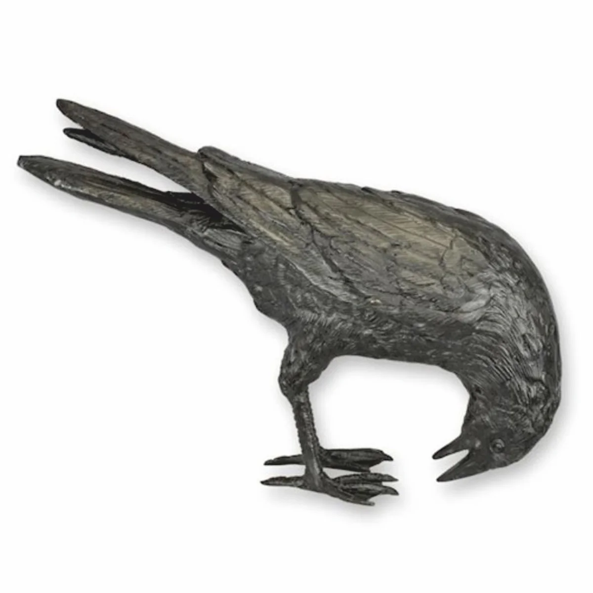 Luxus Bronze Skulptur Vogel Rabe Schwarz 45,5 cm - Deko Figur