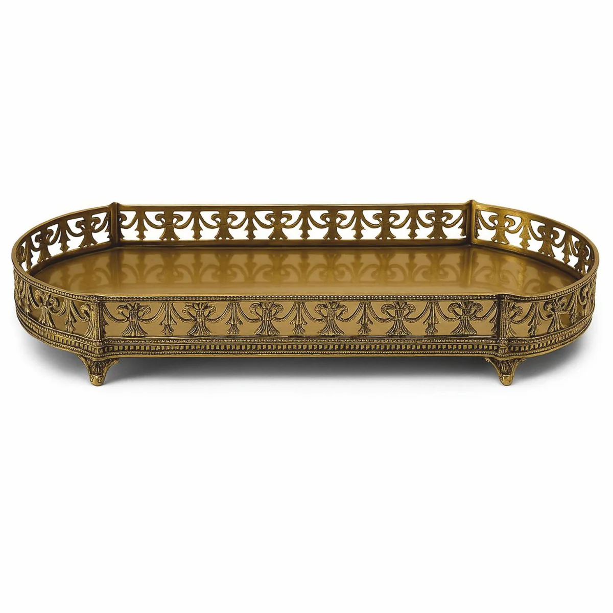 Barock Tablett Antik Messing 48 cm - Barockstil Gastronomie Accessoires