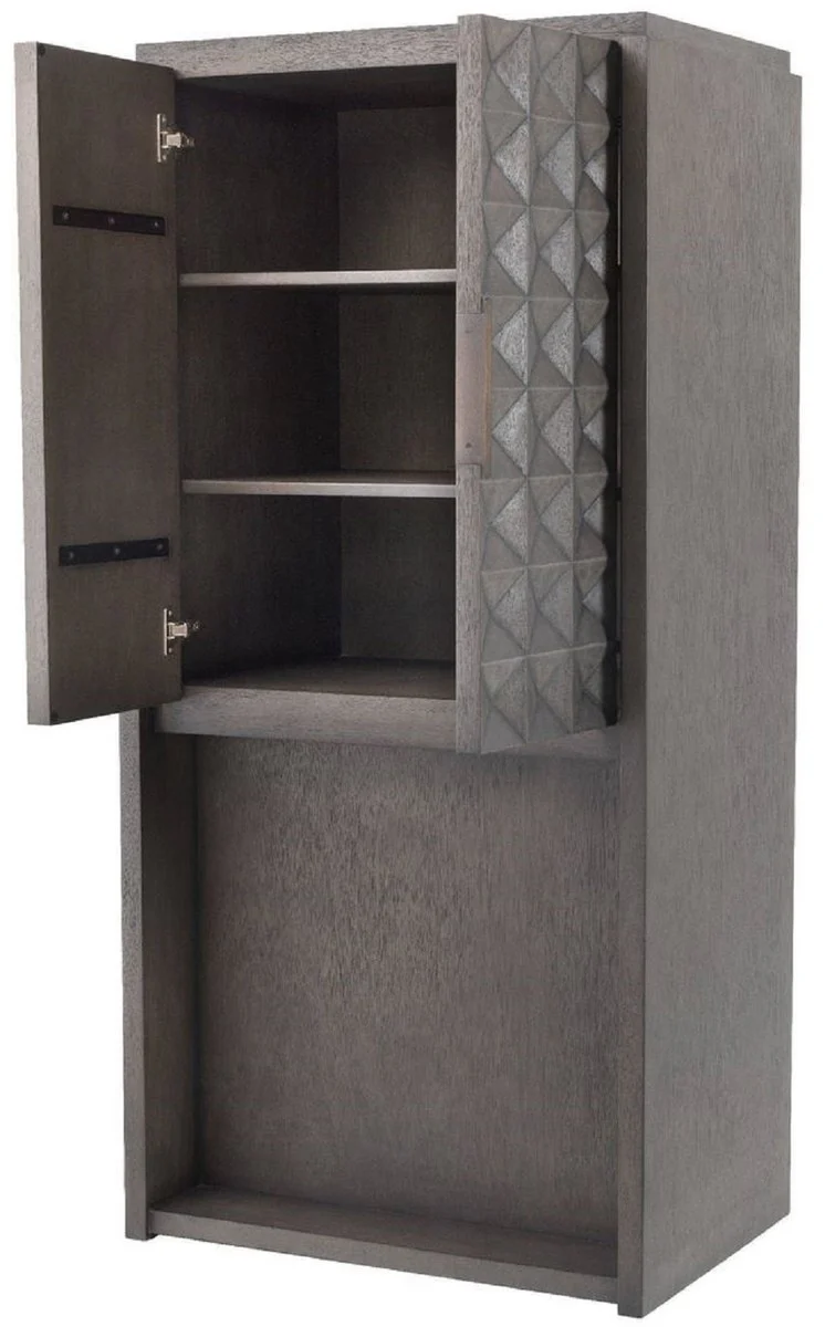 Luxus Weinschrank Mokkafarben / Bronze 81,5 x 56 x H. 171 cm - Massivholz Barschrank mit 2 Türen und 3D Effekt in den Fronten - Barmöbel - Luxus Qualität