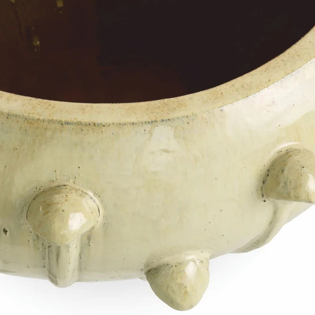 Luxus Barock Keramik Blumentopf Antik Sandfarben Ø 89 x H. 45 cm